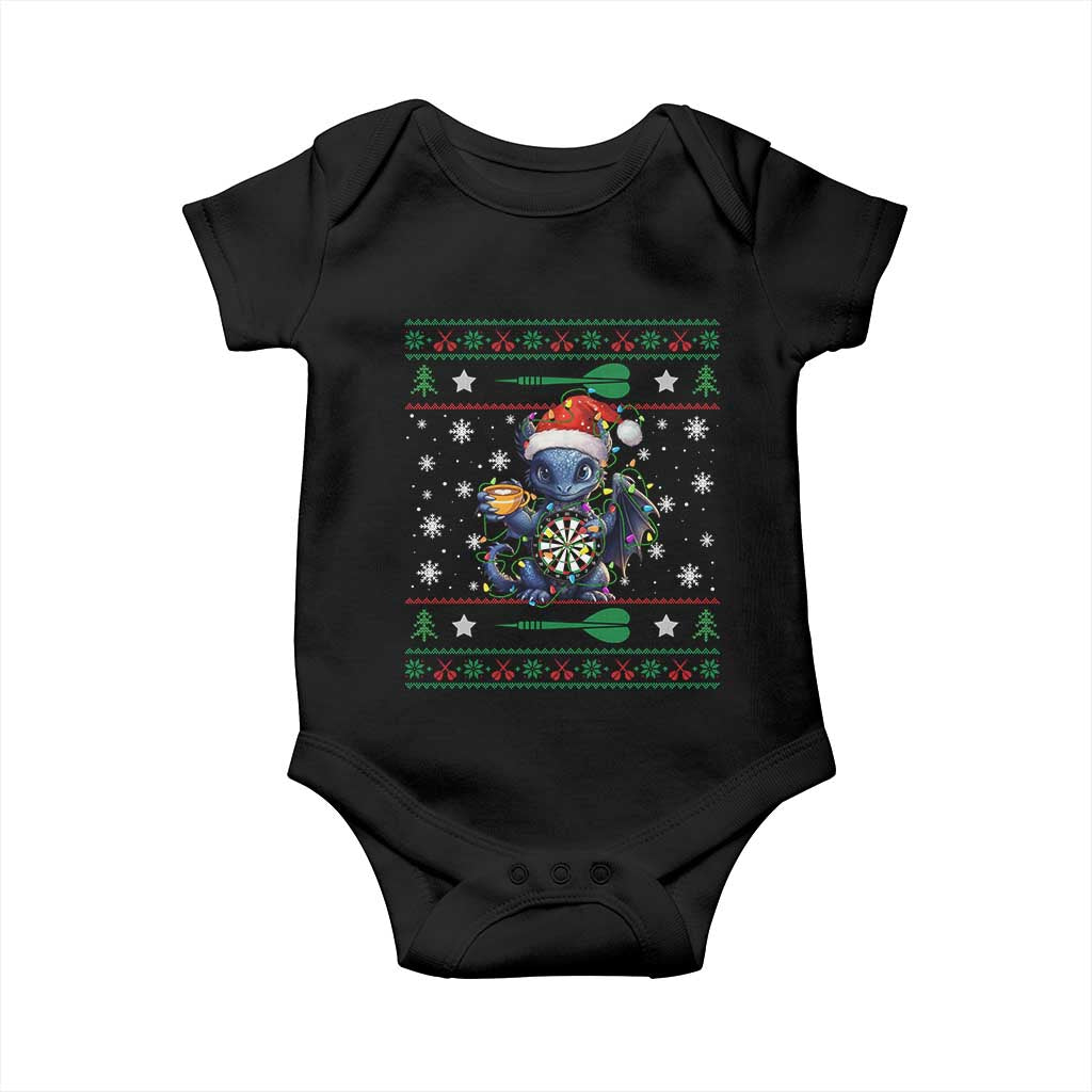 Ugly Christmas Dragon Dart Player Baby Onesie Gift For Dartist - Wonder Print Shop
