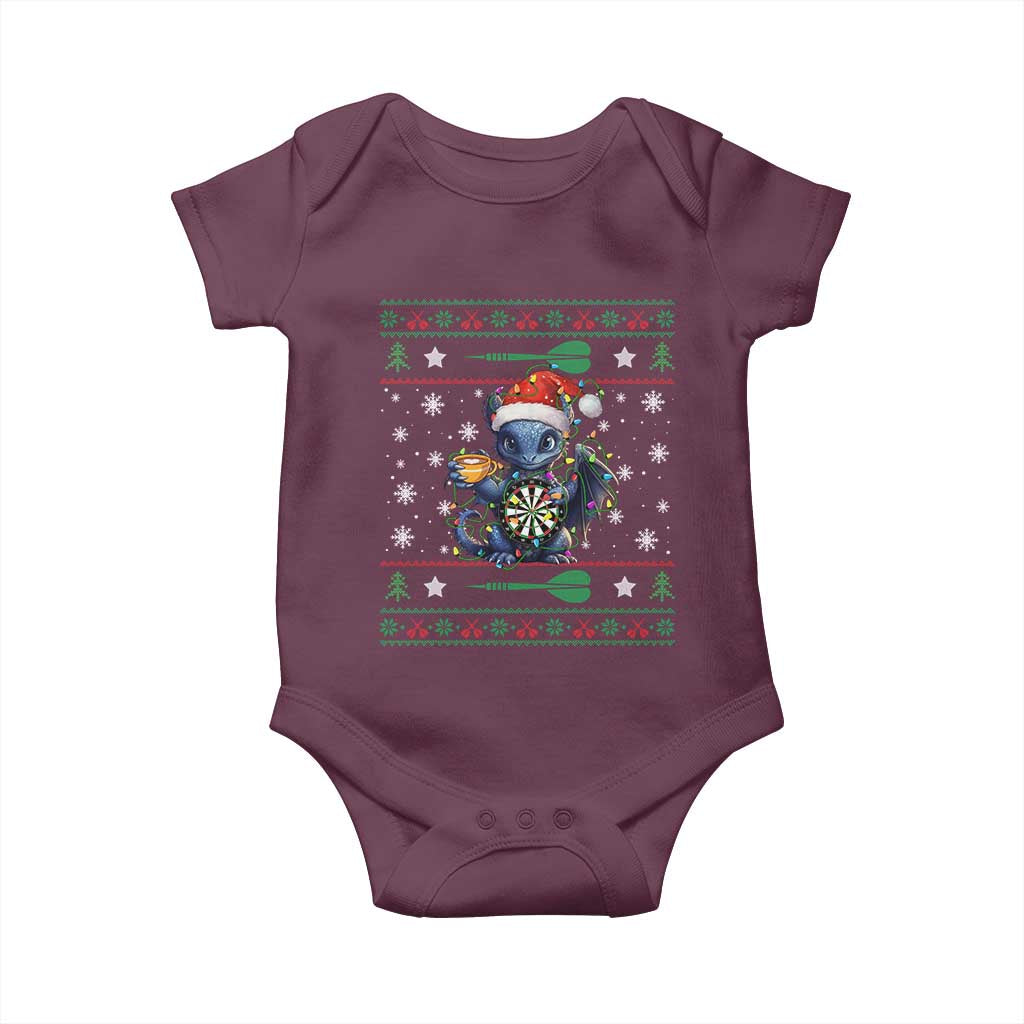 Ugly Christmas Dragon Dart Player Baby Onesie Gift For Dartist - Wonder Print Shop