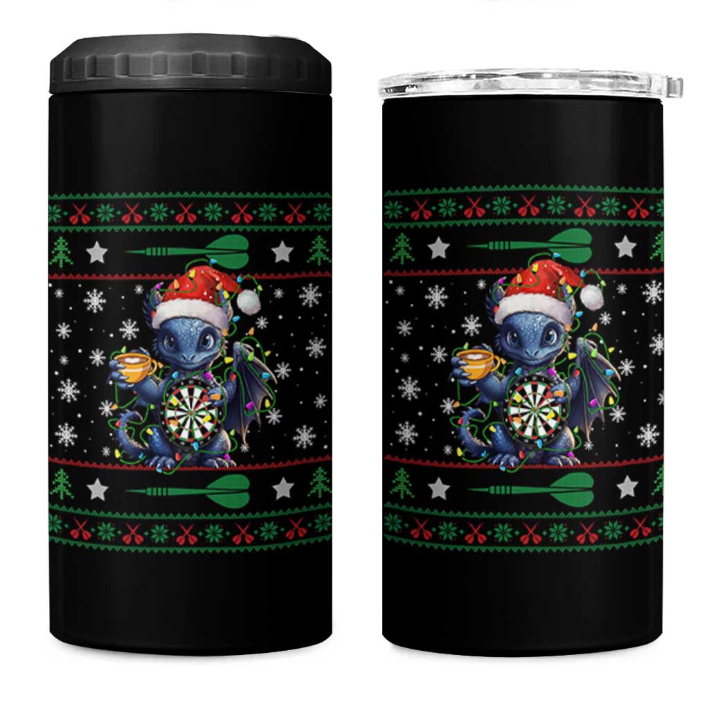 Ugly Christmas Dragon Dart Player 4 in 1 Can Cooler Tumbler Gift For Dartist - Wonder Print Shop