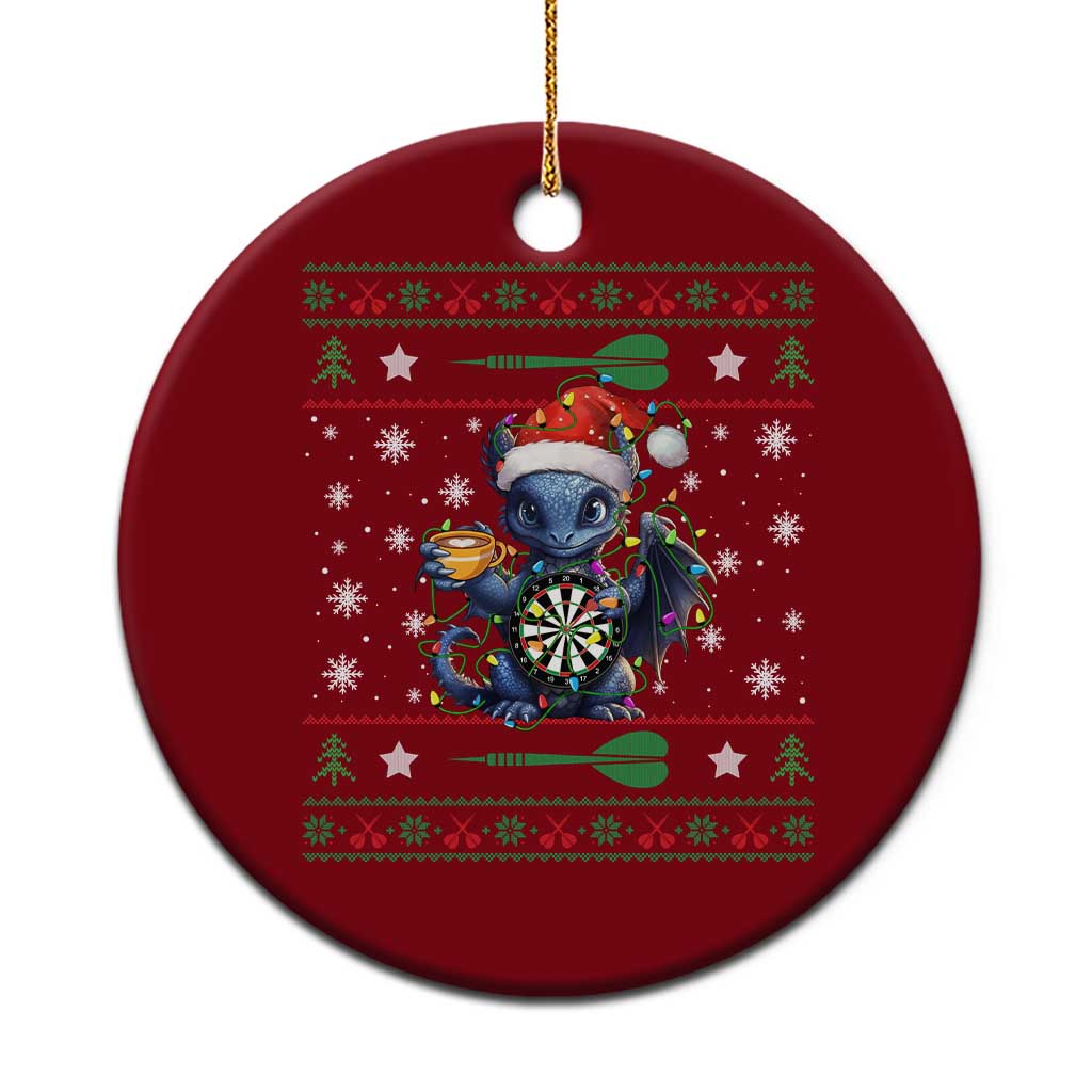 Ugly Christmas Dragon Dart Player Ceramic Ornament Gift For Dartist - Wonder Print Shop