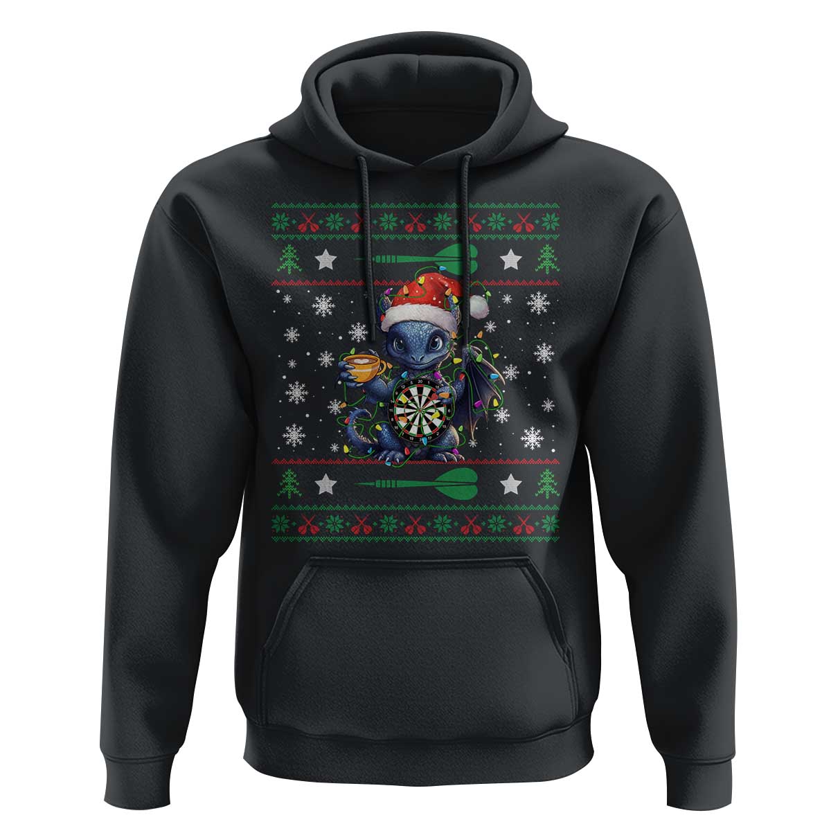 Ugly Christmas Dragon Dart Player Hoodie Gift For Dartist - Wonder Print Shop