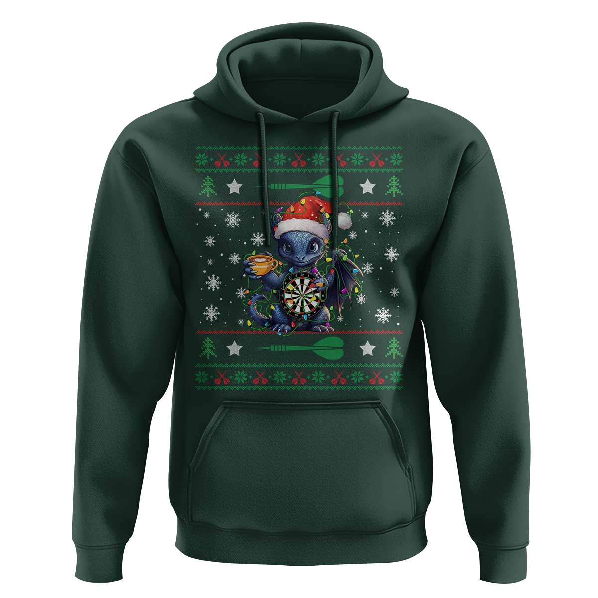 Ugly Christmas Dragon Dart Player Hoodie Gift For Dartist - Wonder Print Shop