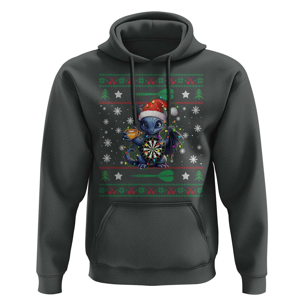 Ugly Christmas Dragon Dart Player Hoodie Gift For Dartist - Wonder Print Shop