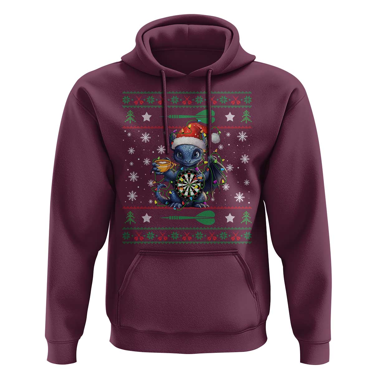 Ugly Christmas Dragon Dart Player Hoodie Gift For Dartist - Wonder Print Shop