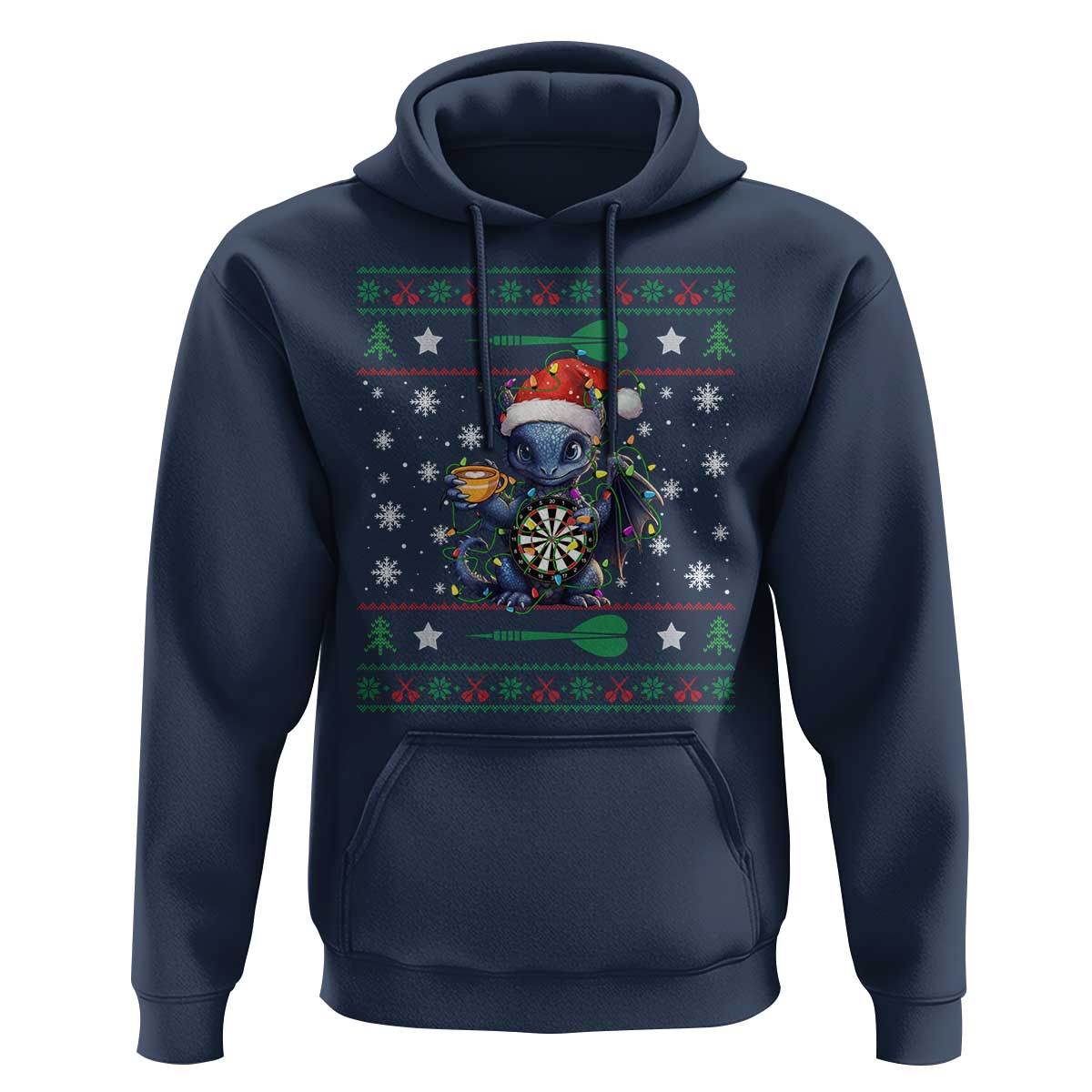 Ugly Christmas Dragon Dart Player Hoodie Gift For Dartist - Wonder Print Shop