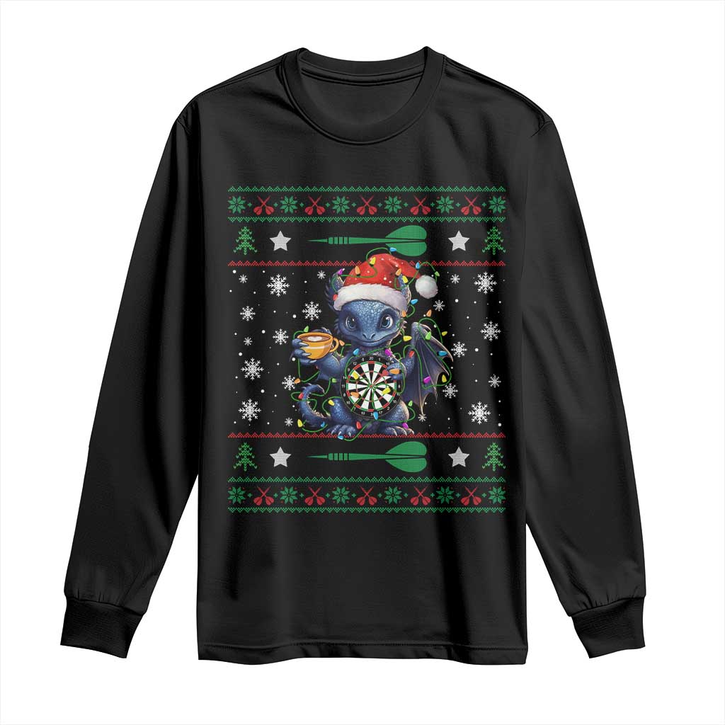 Ugly Christmas Dragon Dart Player Long Sleeve Shirt Gift For Dartist - Wonder Print Shop