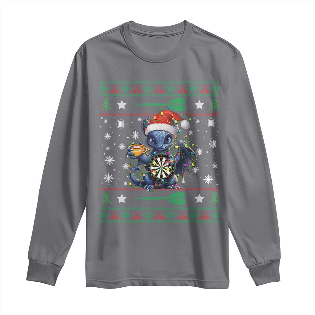 Ugly Christmas Dragon Dart Player Long Sleeve Shirt Gift For Dartist - Wonder Print Shop