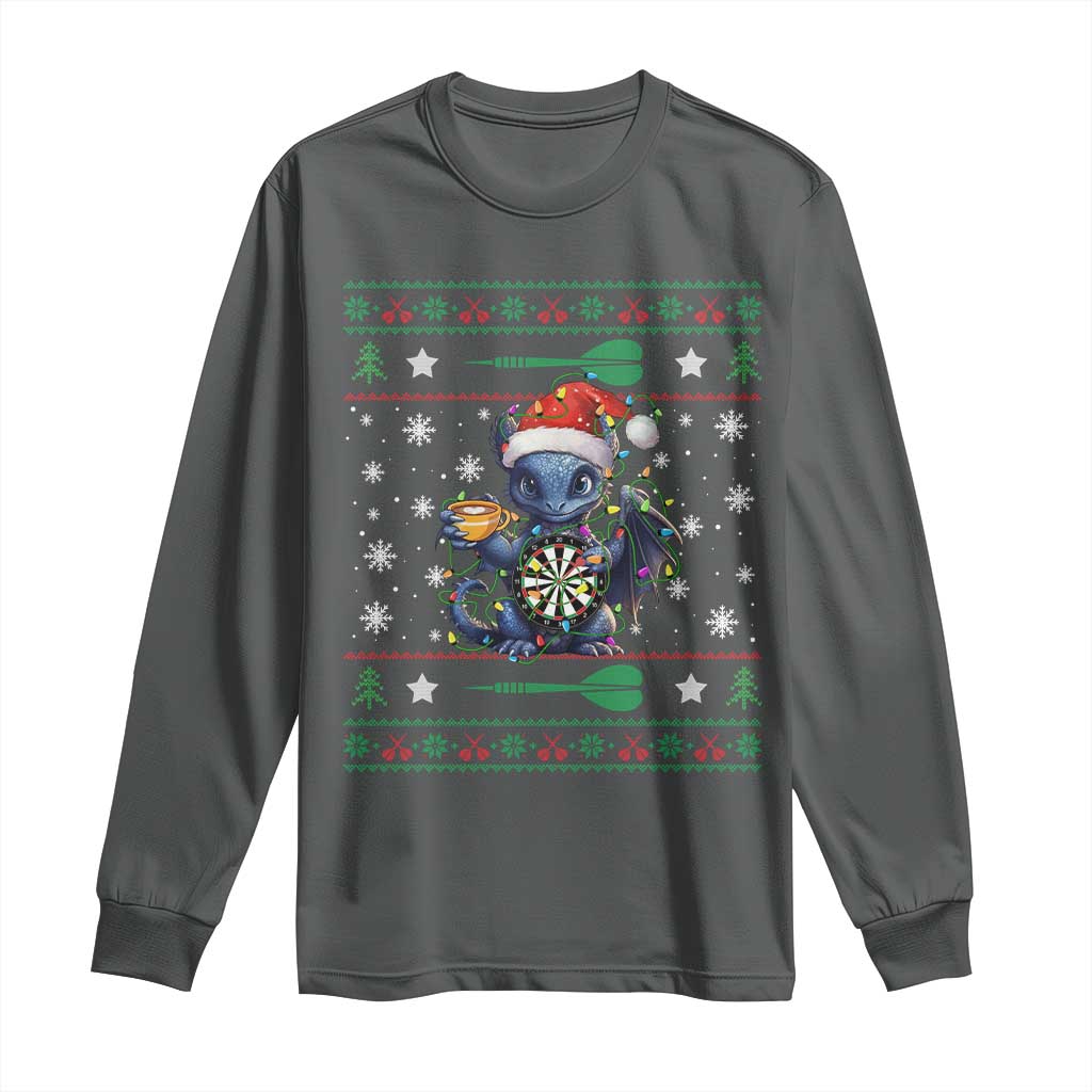 Ugly Christmas Dragon Dart Player Long Sleeve Shirt Gift For Dartist - Wonder Print Shop