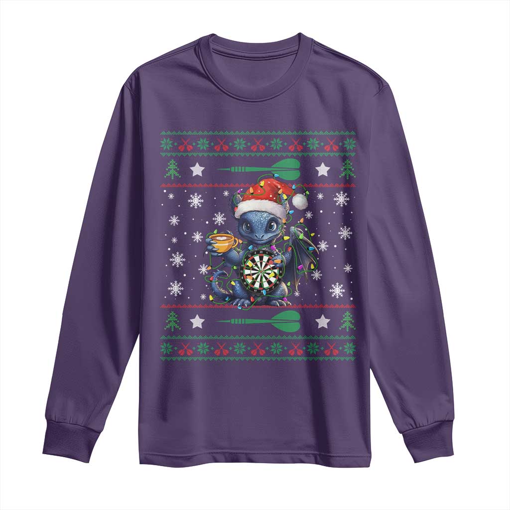 Ugly Christmas Dragon Dart Player Long Sleeve Shirt Gift For Dartist - Wonder Print Shop