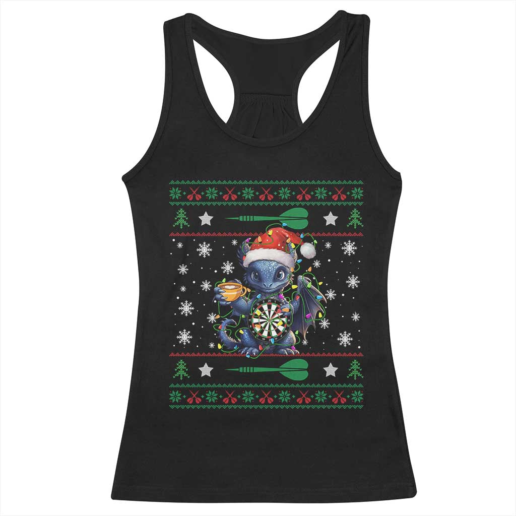 Ugly Christmas Dragon Dart Player Racerback Tank Top Gift For Dartist - Wonder Print Shop