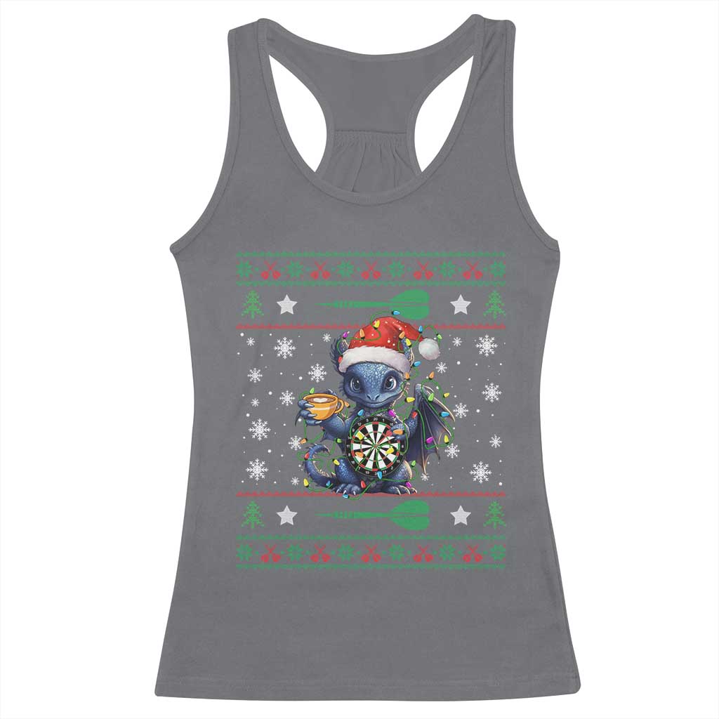 Ugly Christmas Dragon Dart Player Racerback Tank Top Gift For Dartist - Wonder Print Shop