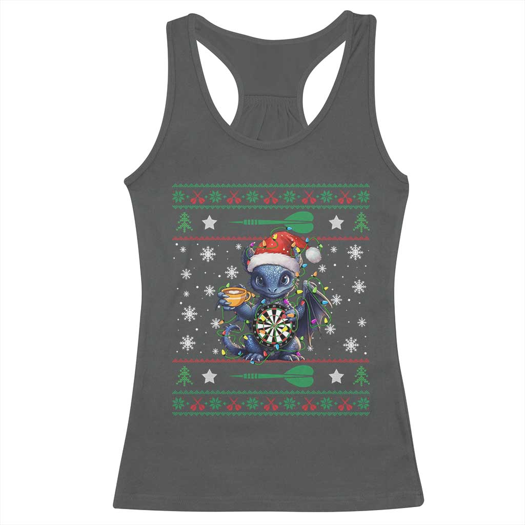 Ugly Christmas Dragon Dart Player Racerback Tank Top Gift For Dartist - Wonder Print Shop
