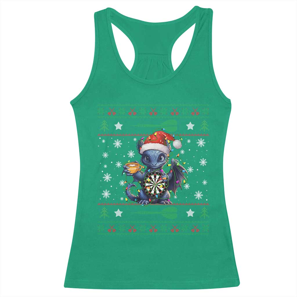 Ugly Christmas Dragon Dart Player Racerback Tank Top Gift For Dartist - Wonder Print Shop