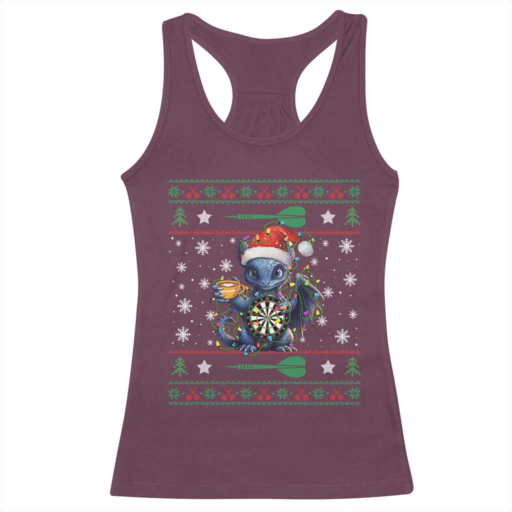 Ugly Christmas Dragon Dart Player Racerback Tank Top Gift For Dartist - Wonder Print Shop