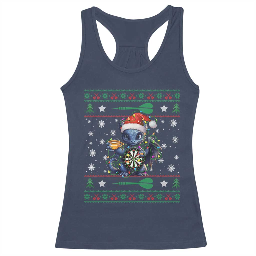 Ugly Christmas Dragon Dart Player Racerback Tank Top Gift For Dartist - Wonder Print Shop