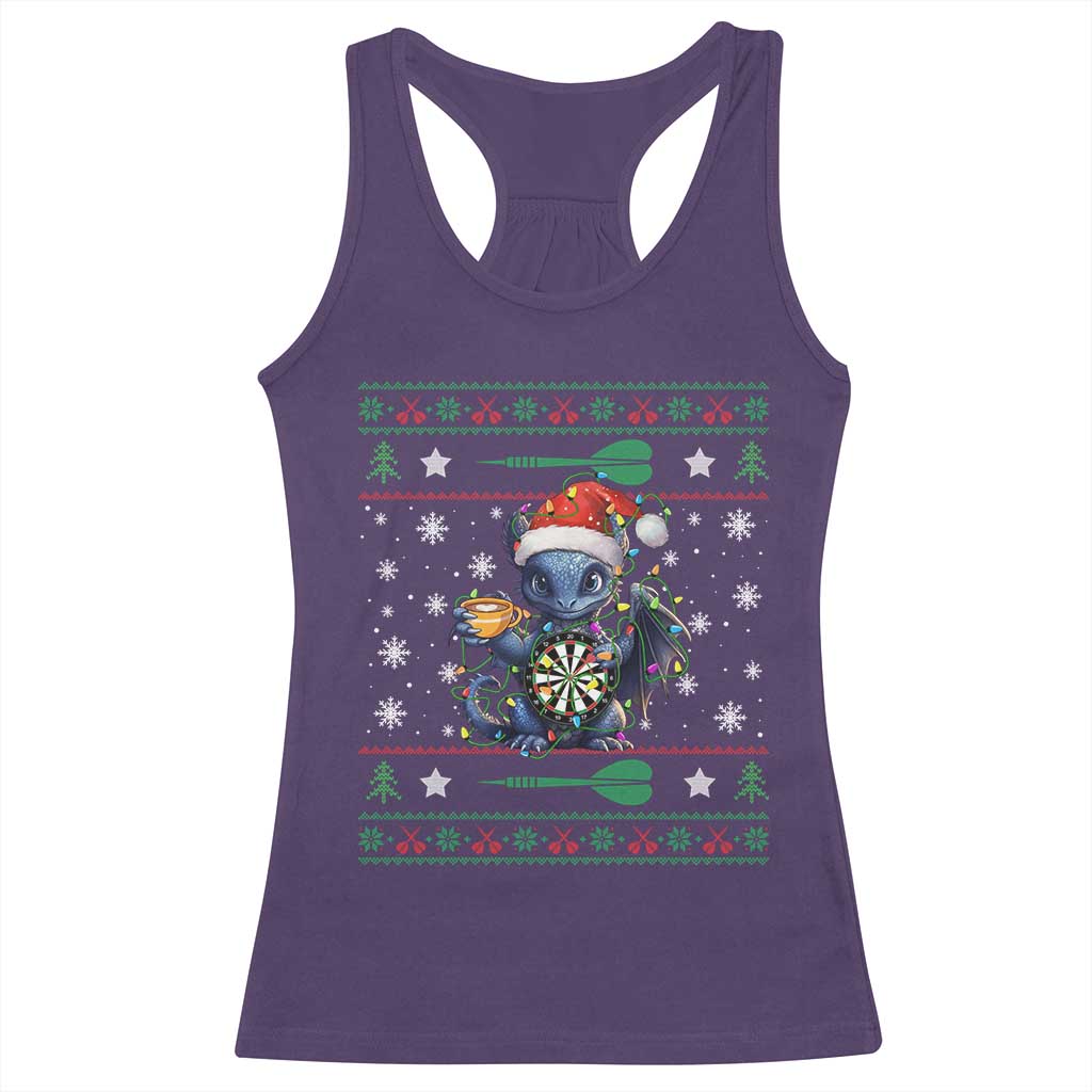 Ugly Christmas Dragon Dart Player Racerback Tank Top Gift For Dartist - Wonder Print Shop