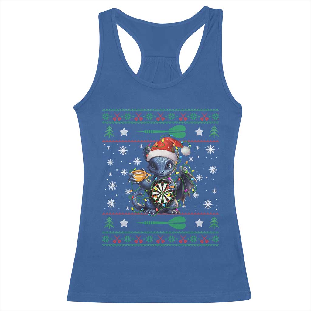 Ugly Christmas Dragon Dart Player Racerback Tank Top Gift For Dartist - Wonder Print Shop