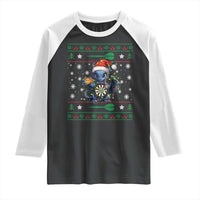 Ugly Christmas Dragon Dart Player Raglan Shirt Gift For Dartist - Wonder Print Shop