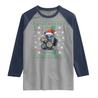Ugly Christmas Dragon Dart Player Raglan Shirt Gift For Dartist - Wonder Print Shop