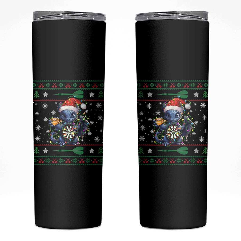 Ugly Christmas Dragon Dart Player Skinny Tumbler Gift For Dartist - Wonder Print Shop