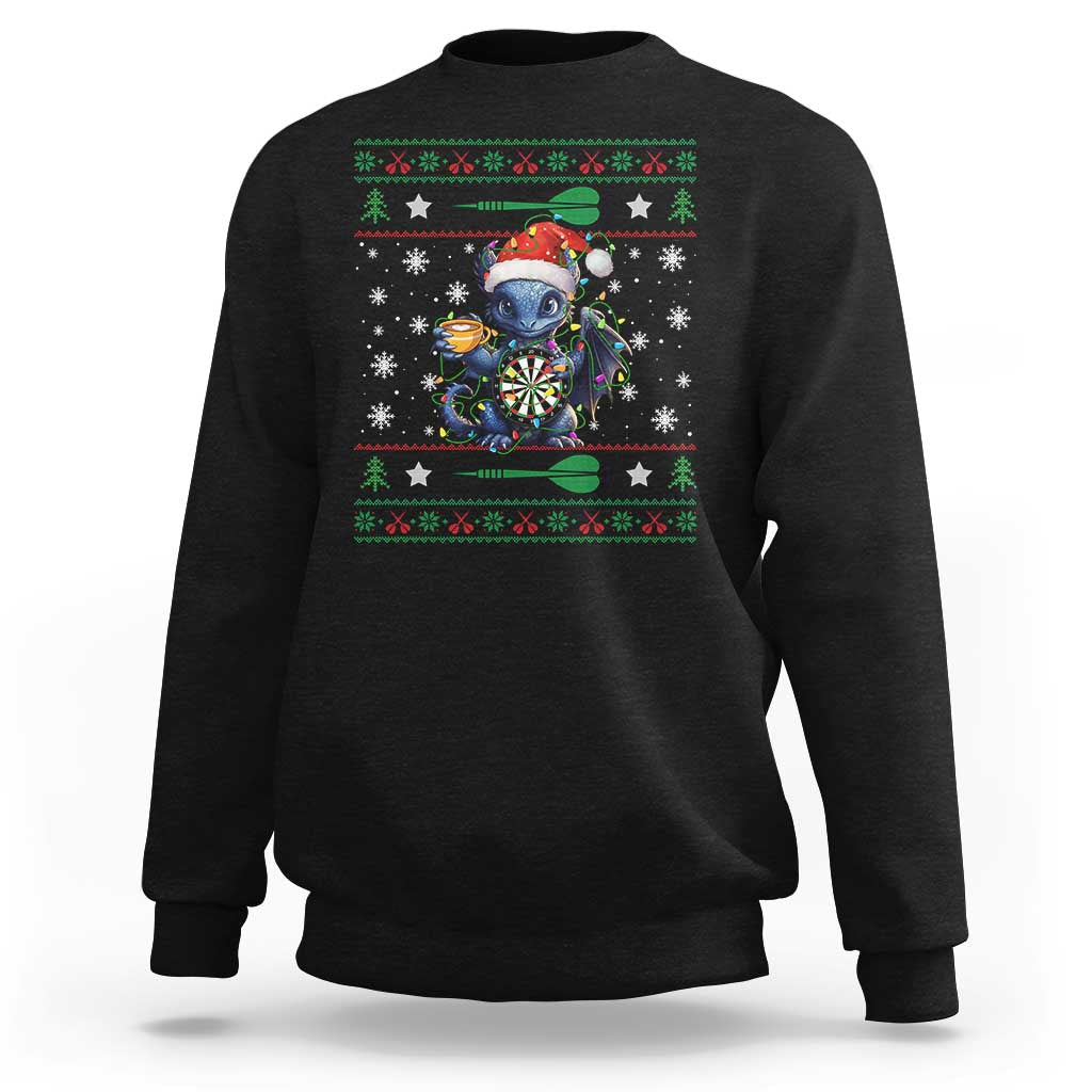 Ugly Christmas Dragon Dart Player Sweatshirt Gift For Dartist - Wonder Print Shop