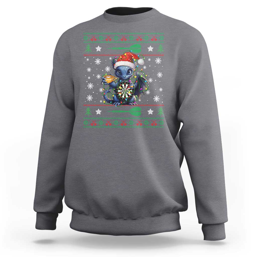 Ugly Christmas Dragon Dart Player Sweatshirt Gift For Dartist - Wonder Print Shop