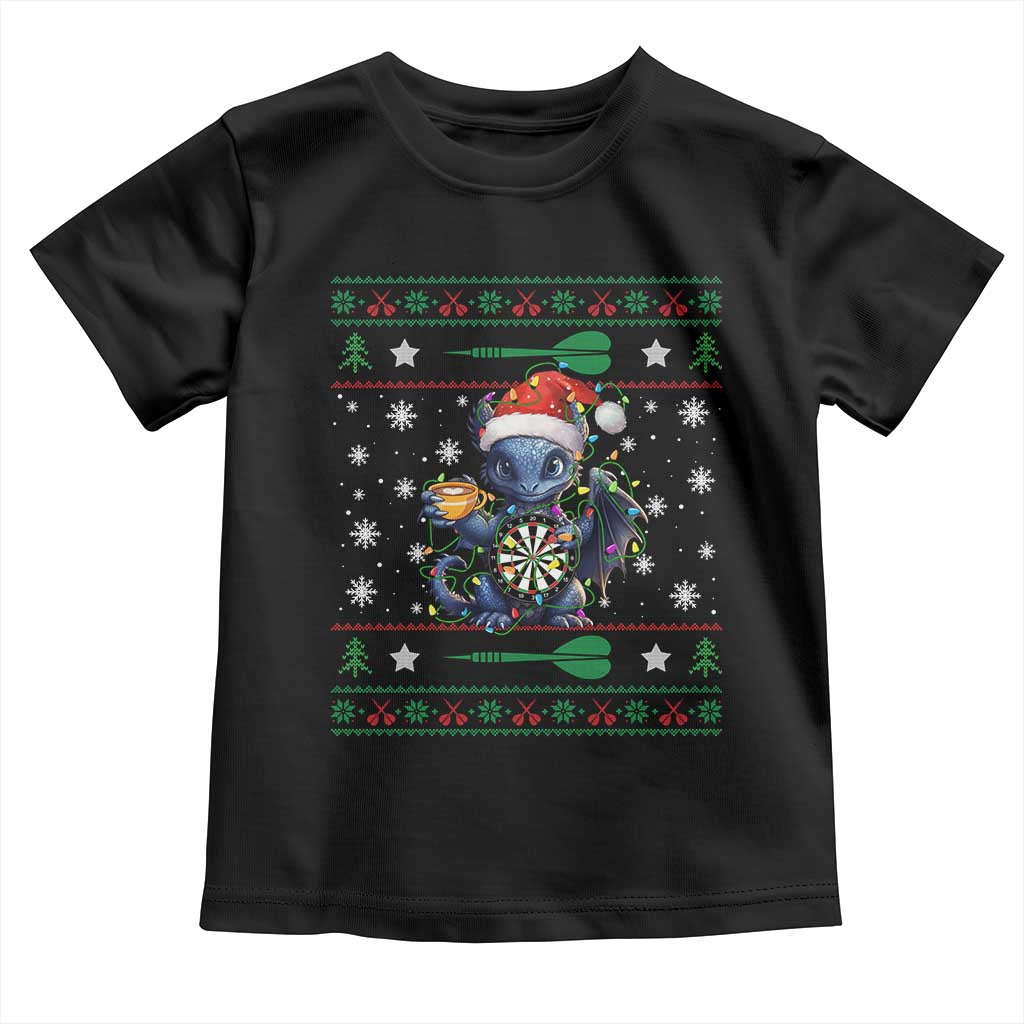 Ugly Christmas Dragon Dart Player Toddler T Shirt Gift For Dartist - Wonder Print Shop