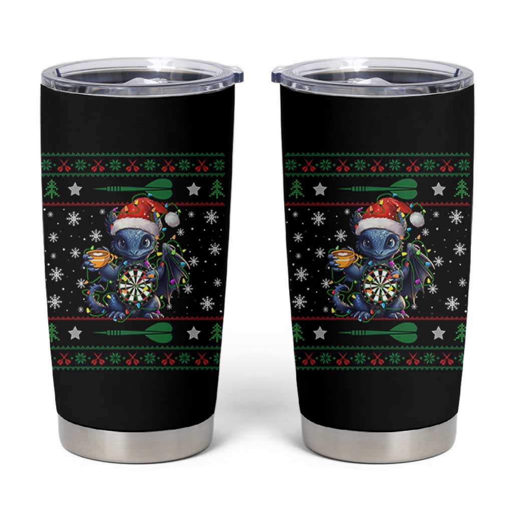 Ugly Christmas Dragon Dart Player Tumbler Cup Gift For Dartist - Wonder Print Shop
