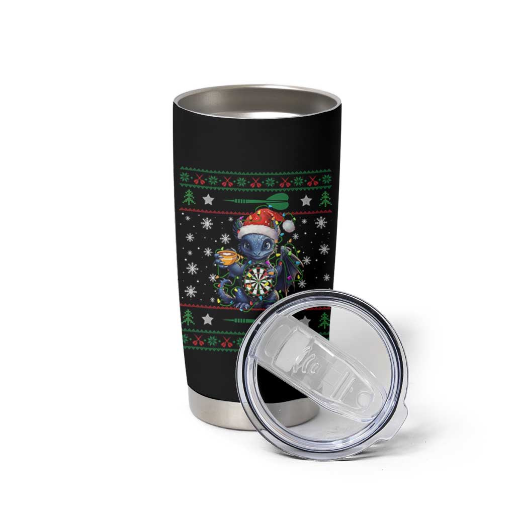 Ugly Christmas Dragon Dart Player Tumbler Cup Gift For Dartist - Wonder Print Shop