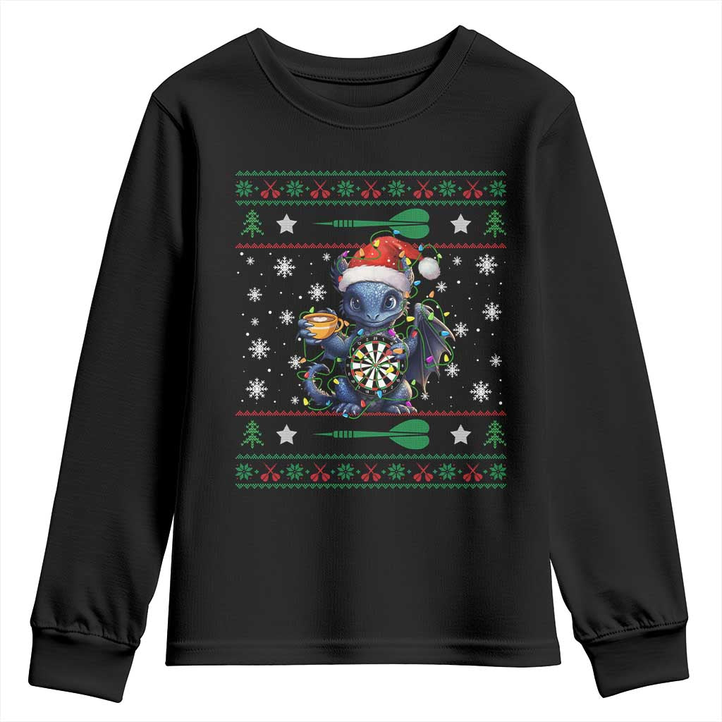 Ugly Christmas Dragon Dart Player Youth Sweatshirt Gift For Dartist - Wonder Print Shop