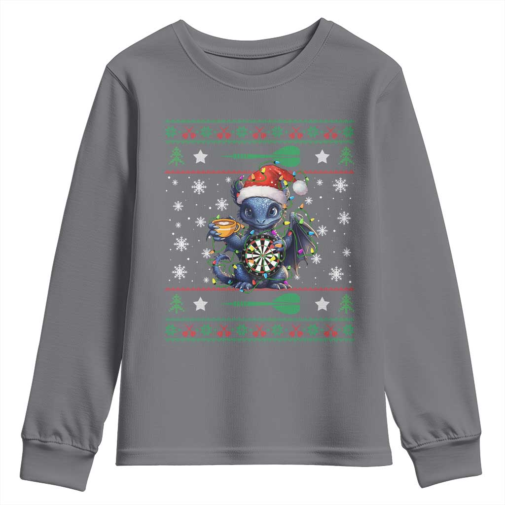Ugly Christmas Dragon Dart Player Youth Sweatshirt Gift For Dartist - Wonder Print Shop