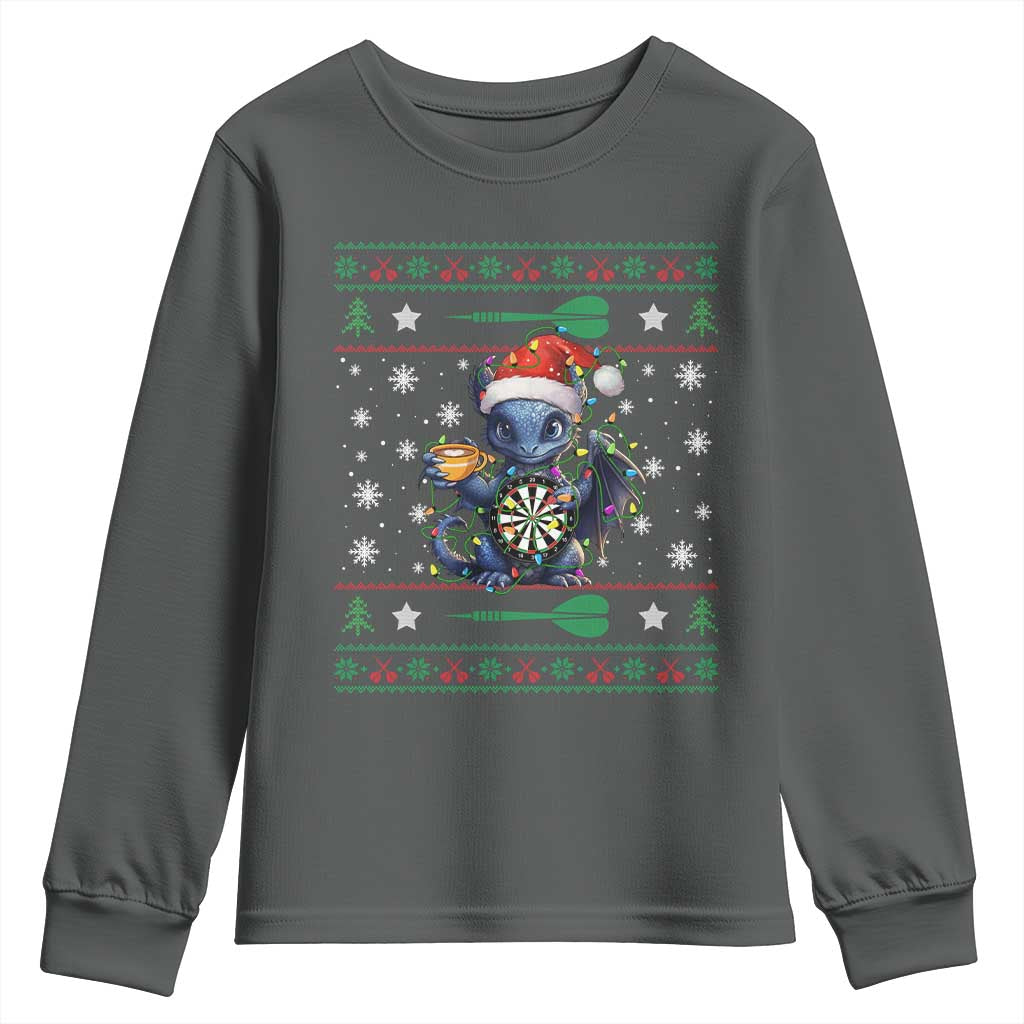 Ugly Christmas Dragon Dart Player Youth Sweatshirt Gift For Dartist - Wonder Print Shop
