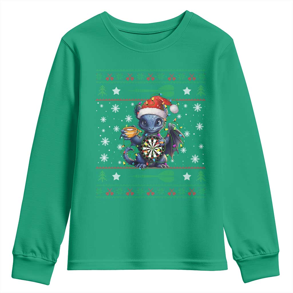 Ugly Christmas Dragon Dart Player Youth Sweatshirt Gift For Dartist - Wonder Print Shop