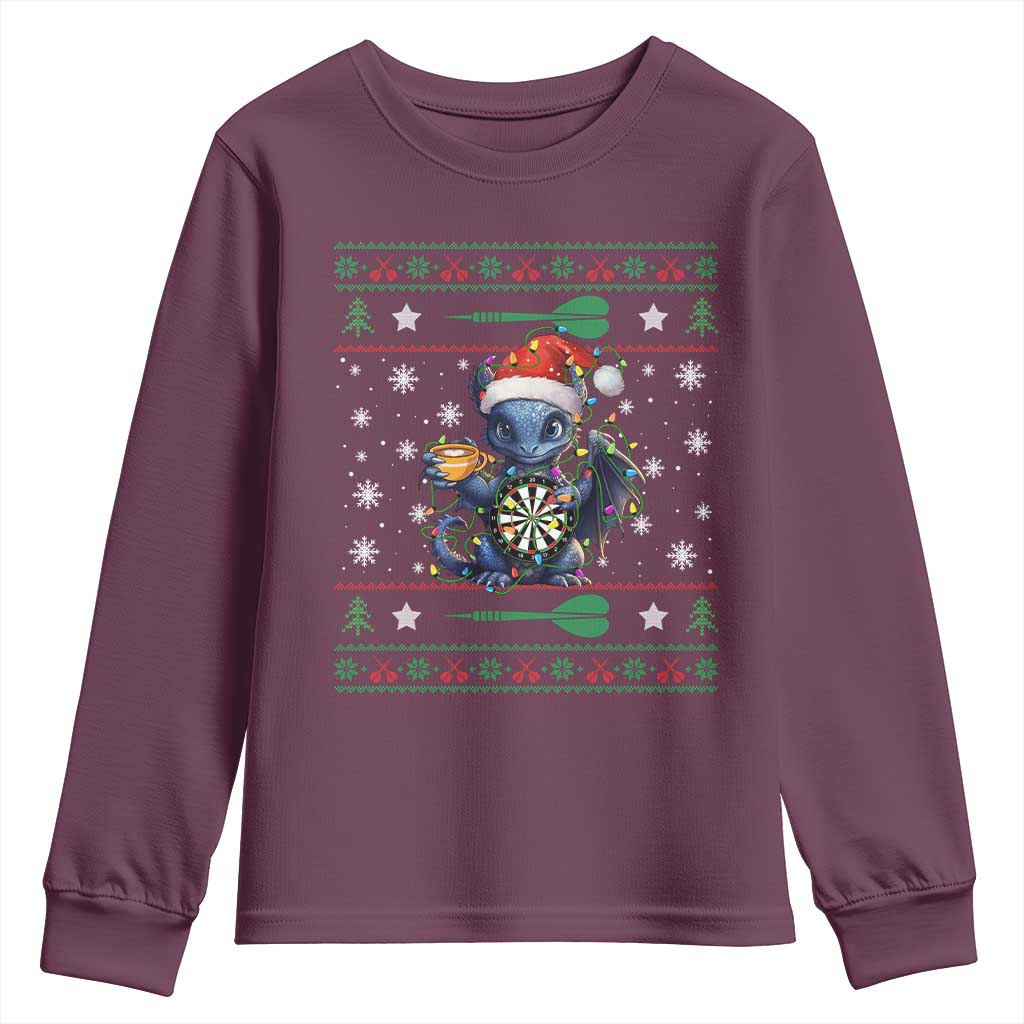 Ugly Christmas Dragon Dart Player Youth Sweatshirt Gift For Dartist - Wonder Print Shop