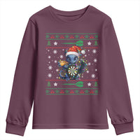 Ugly Christmas Dragon Dart Player Youth Sweatshirt Gift For Dartist - Wonder Print Shop