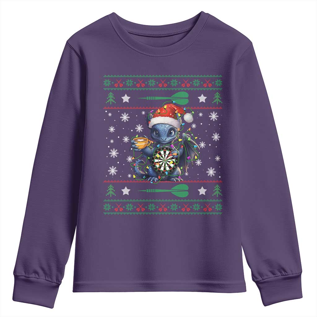 Ugly Christmas Dragon Dart Player Youth Sweatshirt Gift For Dartist - Wonder Print Shop