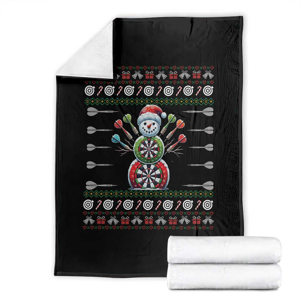 Funny Snowman Dartboard Throw Blanket Dartist Ugly Christmas Gift - Wonder Print Shop