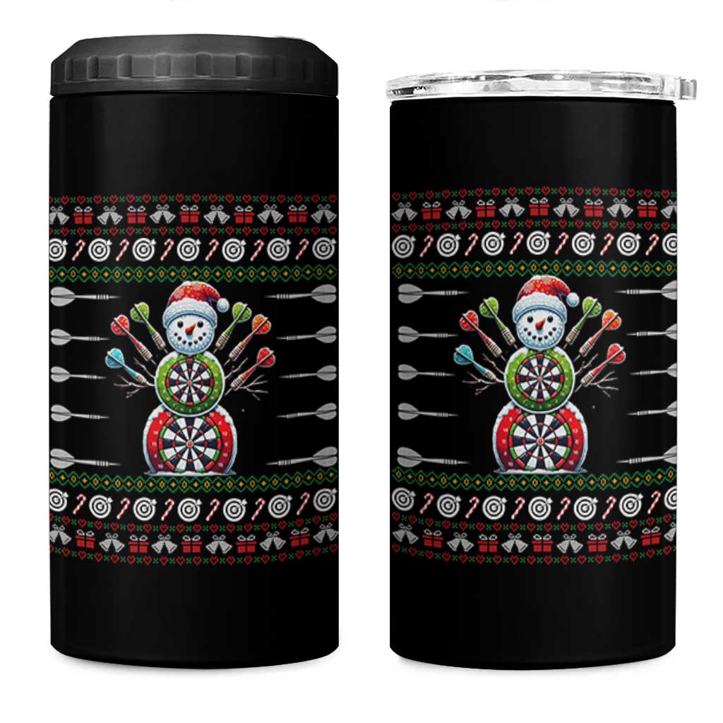 Funny Snowman Dartboard 4 in 1 Can Cooler Tumbler Dartist Ugly Christmas Gift - Wonder Print Shop