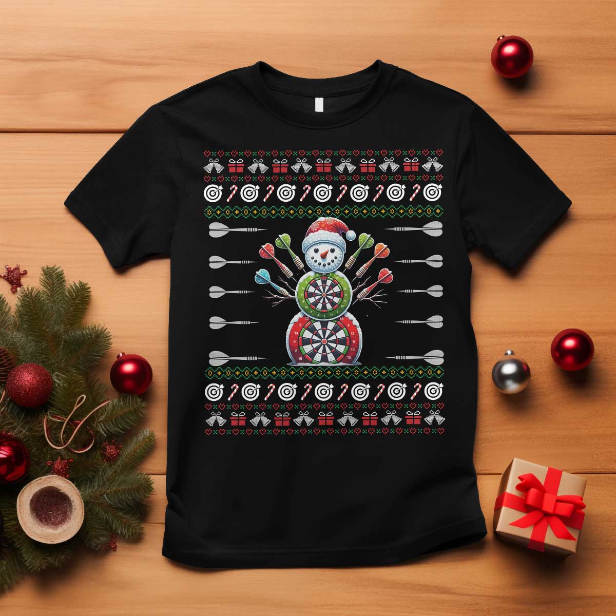 Funny Snowman Dartboard T Shirt Dartist Ugly Christmas Gift - Wonder Print Shop