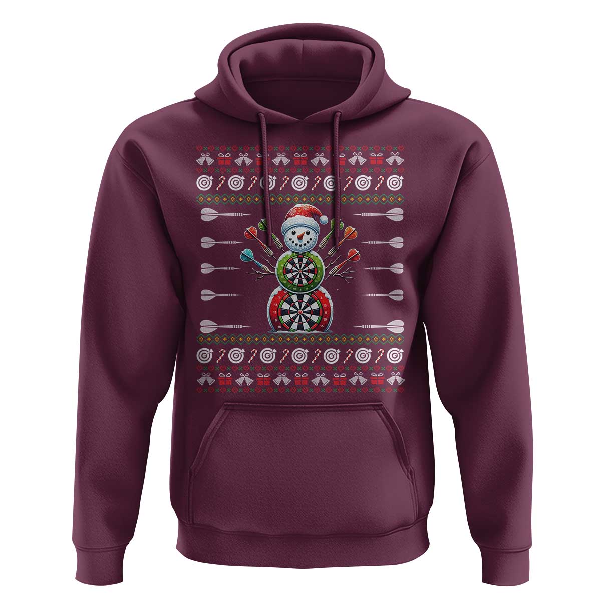 Funny Snowman Dartboard Hoodie Dartist Ugly Christmas Gift - Wonder Print Shop