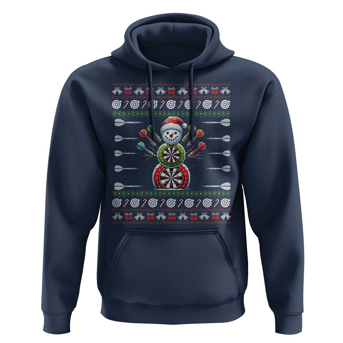Funny Snowman Dartboard Hoodie Dartist Ugly Christmas Gift - Wonder Print Shop