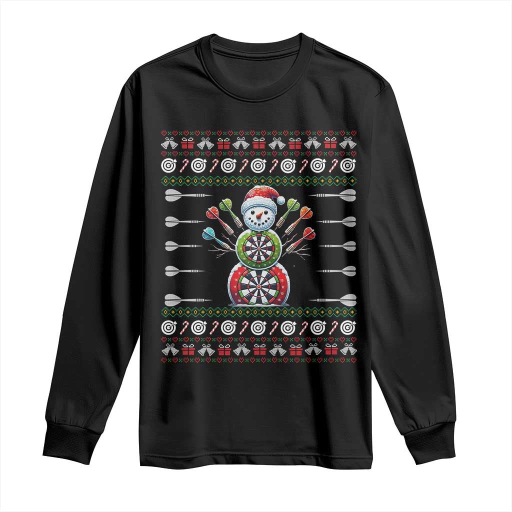 Funny Snowman Dartboard Long Sleeve Shirt Dartist Ugly Christmas Gift - Wonder Print Shop