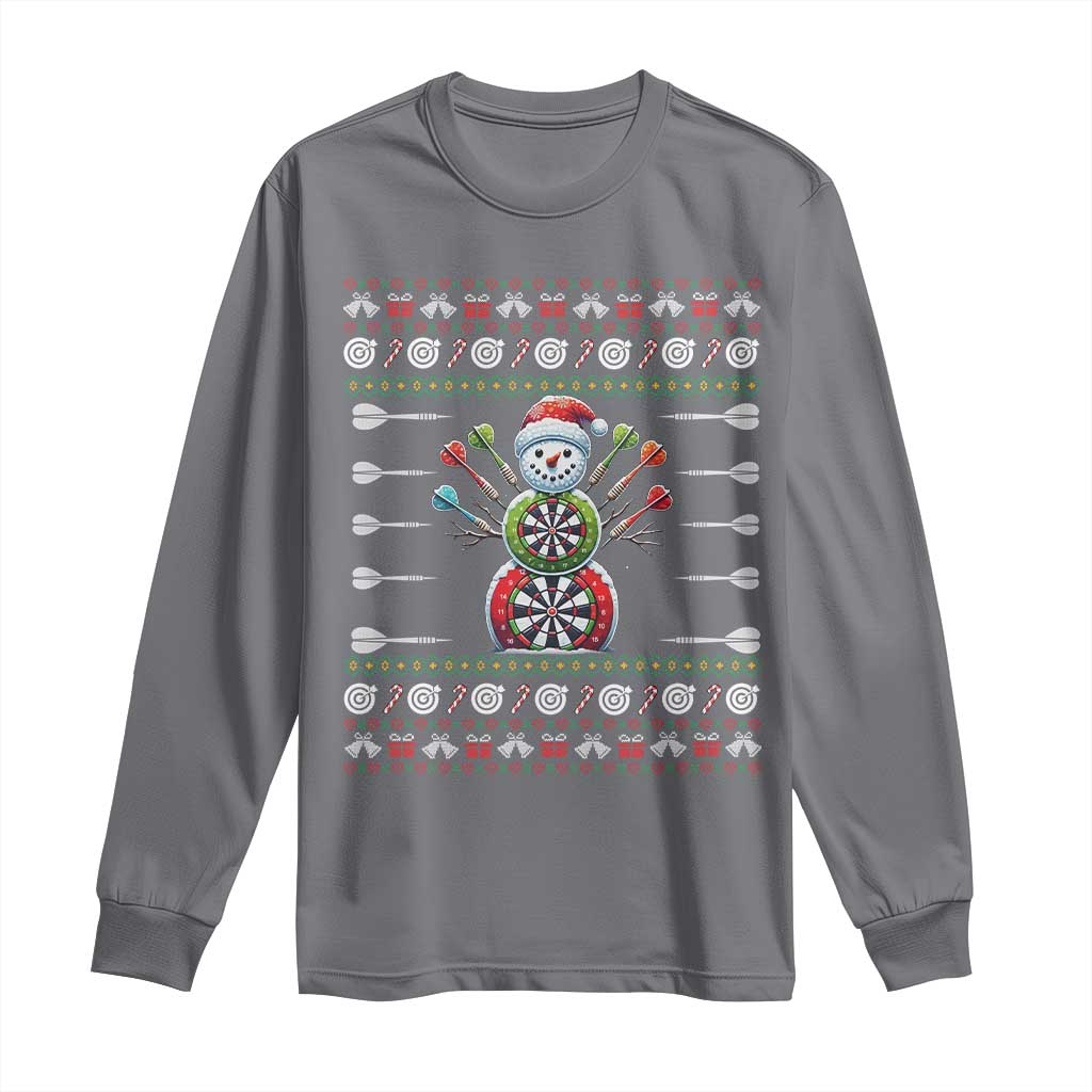 Funny Snowman Dartboard Long Sleeve Shirt Dartist Ugly Christmas Gift - Wonder Print Shop