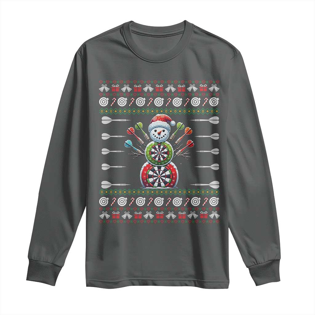 Funny Snowman Dartboard Long Sleeve Shirt Dartist Ugly Christmas Gift - Wonder Print Shop