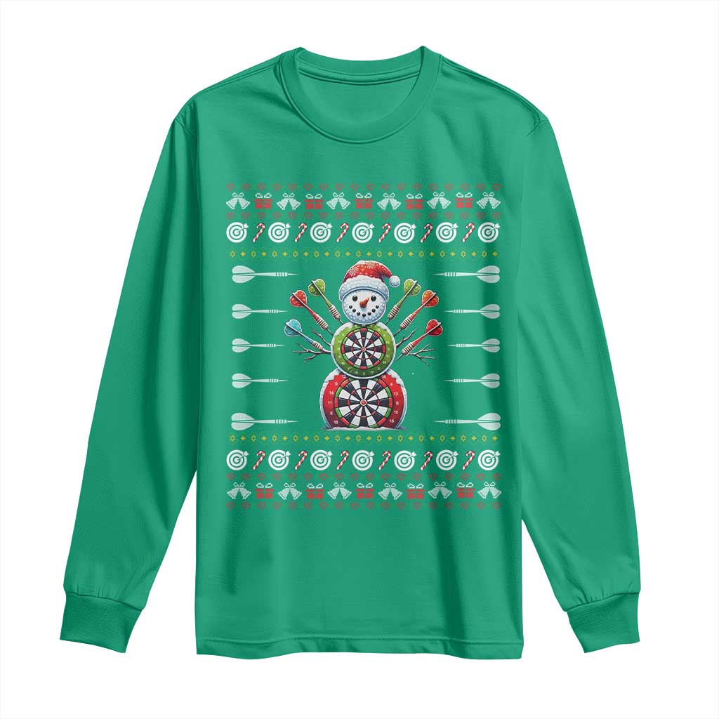 Funny Snowman Dartboard Long Sleeve Shirt Dartist Ugly Christmas Gift - Wonder Print Shop