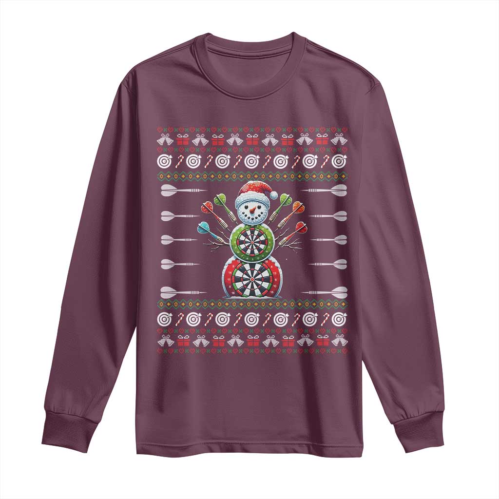 Funny Snowman Dartboard Long Sleeve Shirt Dartist Ugly Christmas Gift - Wonder Print Shop