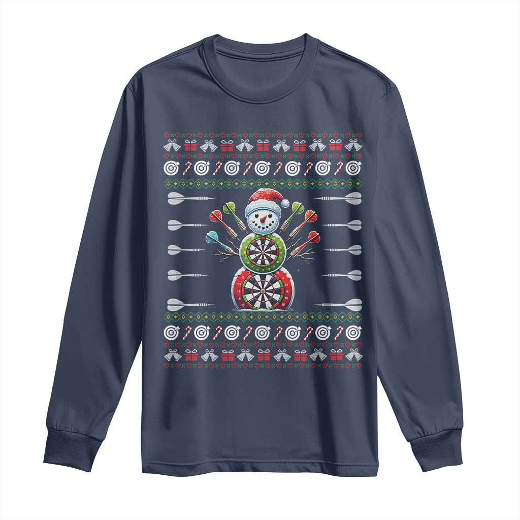Funny Snowman Dartboard Long Sleeve Shirt Dartist Ugly Christmas Gift - Wonder Print Shop
