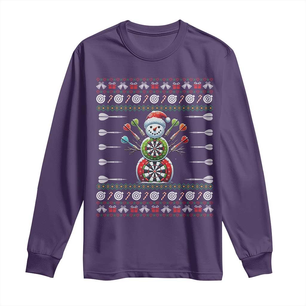 Funny Snowman Dartboard Long Sleeve Shirt Dartist Ugly Christmas Gift - Wonder Print Shop