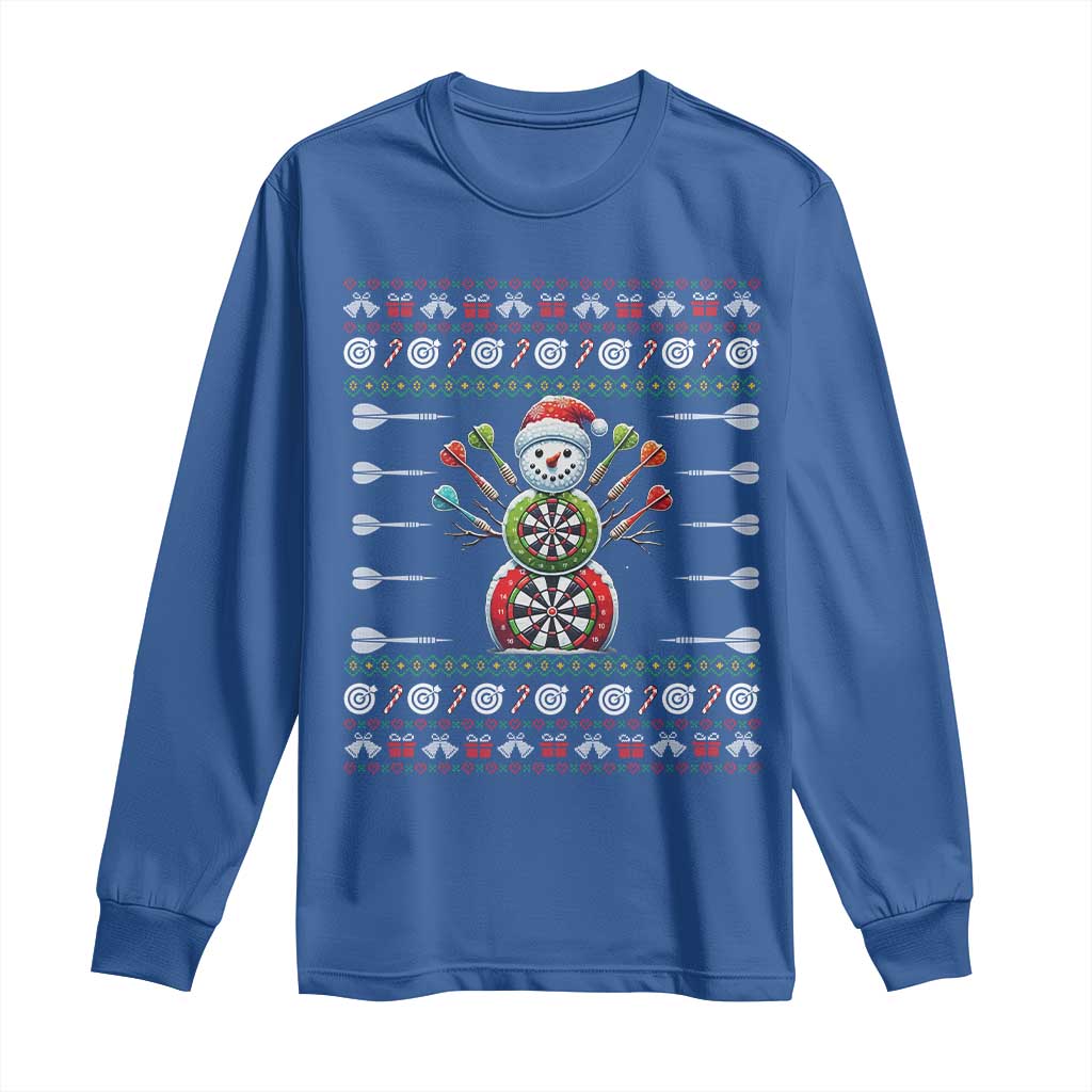 Funny Snowman Dartboard Long Sleeve Shirt Dartist Ugly Christmas Gift - Wonder Print Shop