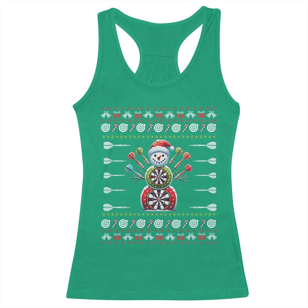 Funny Snowman Dartboard Racerback Tank Top Dartist Ugly Christmas Gift - Wonder Print Shop
